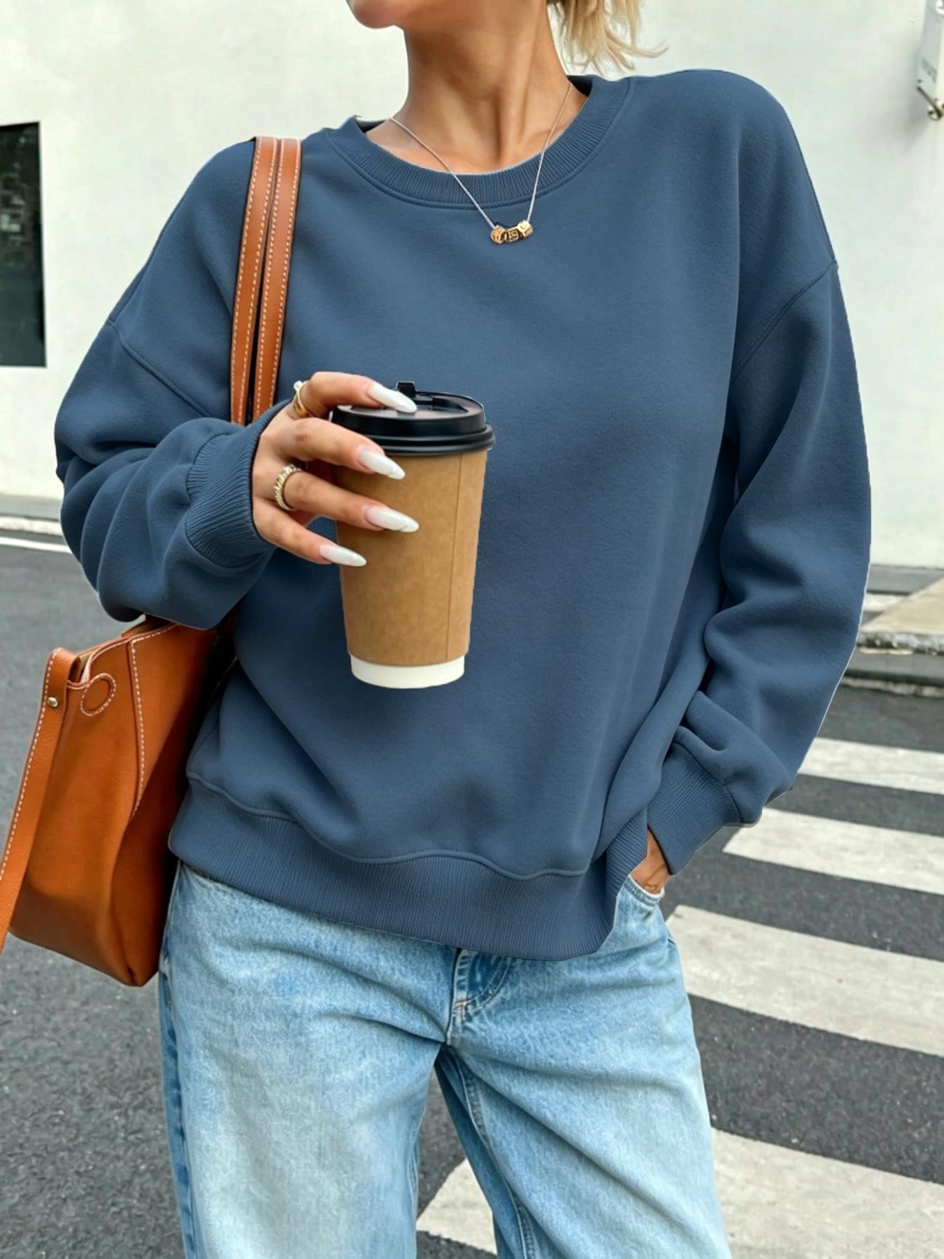 Winter Clothing On Sale Women'S - Solid Women's Casual Sweatshirts O-Neck Street