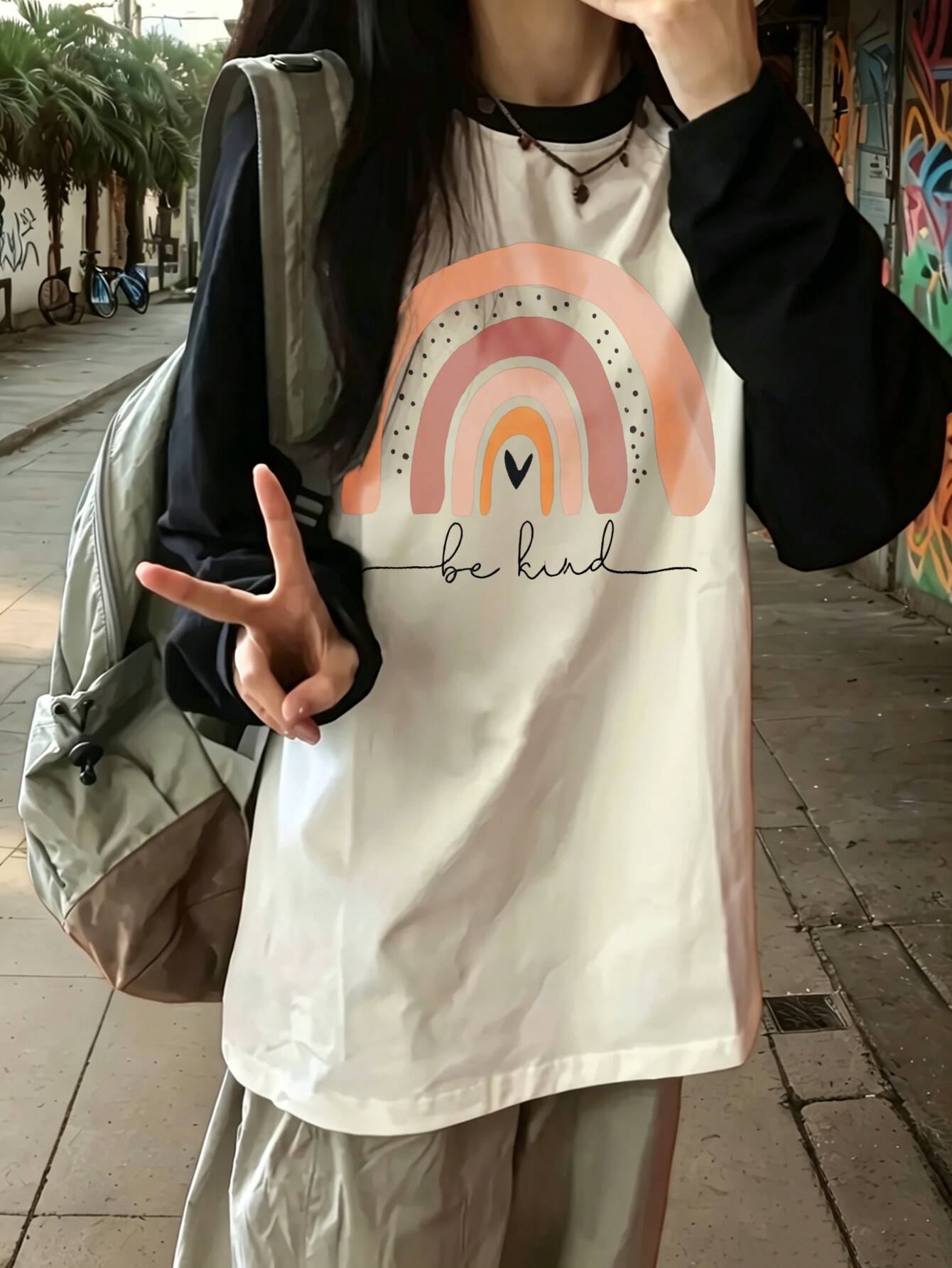 harajuku vintage Casual Rainbo - Winter Clothes 评论和价格
