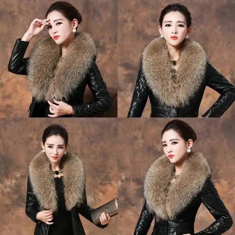 Natural Raccoon Fur Collar Rea - Winter Clothing Matching 评论和价格