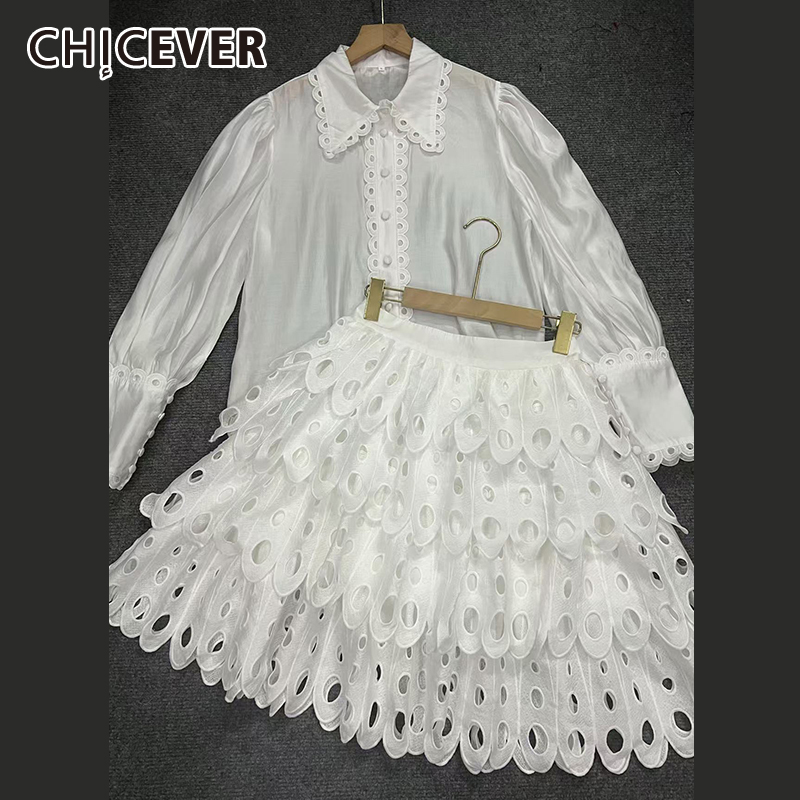 CHICEVER Solid Hollow Out Skir - Winter Clothing Outfits 评论和价格