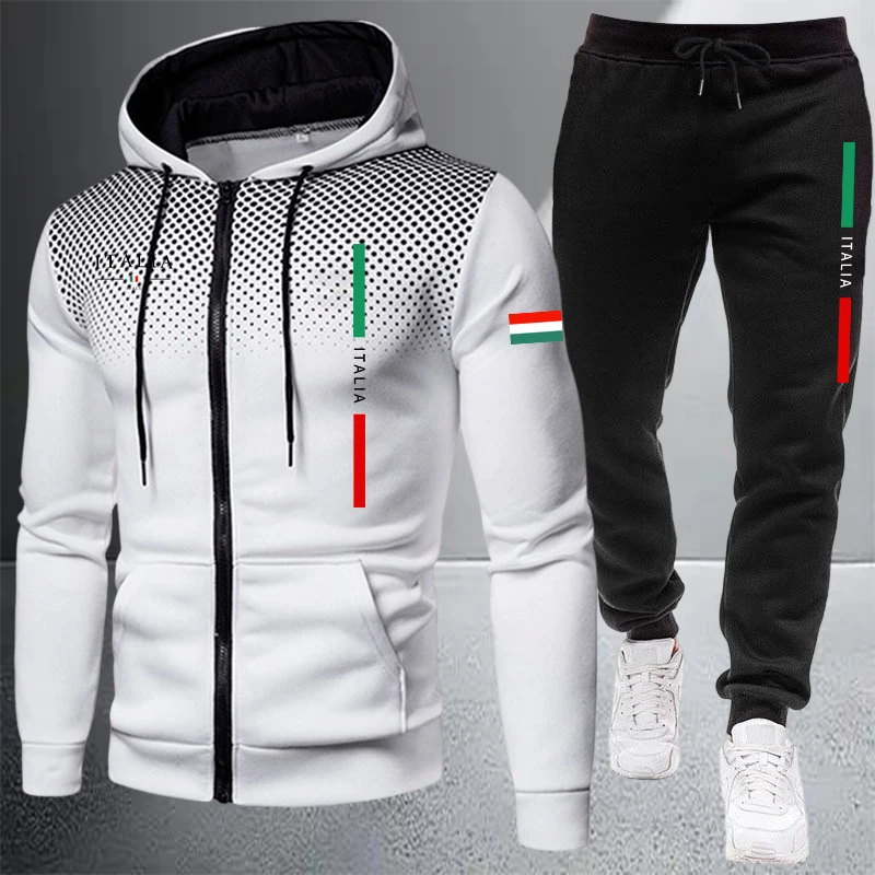 Men's Tracksuit Casual Zip Hoo - Winter Clothing Matching 评论和价格