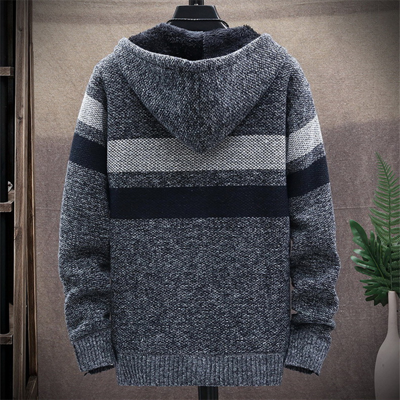 Men's Striped Sweater Coat Thi - Fleece Hoodie Lined 评论和价格