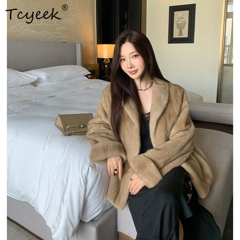 Tcyeek Natural Mink Fur Coat W - Winter Clothing Label 评论和价格