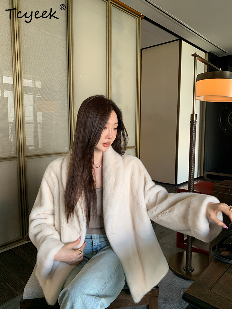 Tcyeek Natural Mink Fur Coat W - Winter Clothing Label 评论和价格