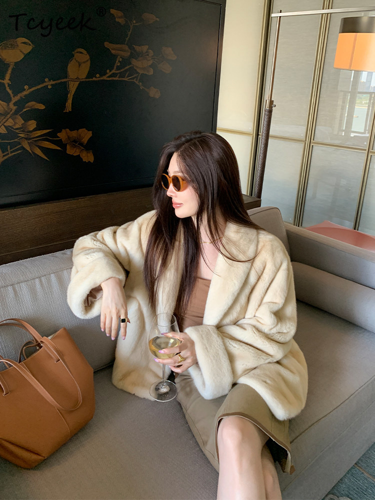 Tcyeek Natural Mink Fur Coat W - Winter Clothing Label 评论和价格