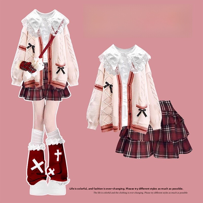 Red Plaid Sweater Dress Women' - Winter Under Clothing 评论和价格