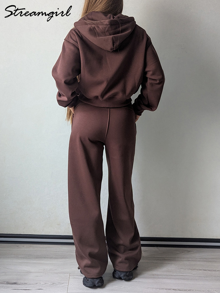 Winter Fleece Pants Set Women  - Fleece Hoodie Lined 评论和价格