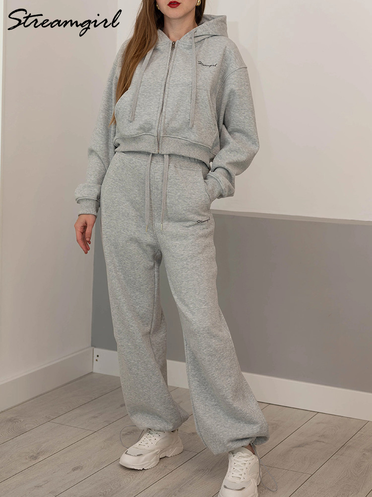 Winter Fleece Pants Set Women  - Fleece Hoodie Lined 评论和价格