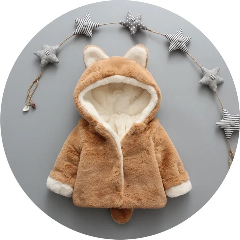 Cute Cat Ears Plush Baby Jacke - Winter Clothing For Toddlers 评论和价格