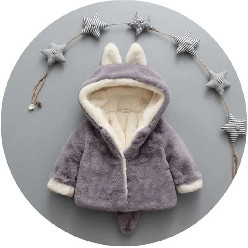 Cute Cat Ears Plush Baby Jacke - Winter Clothing For Toddlers 评论和价格