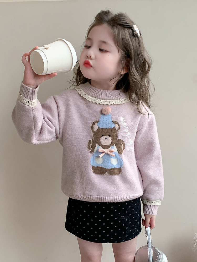 Sweet Sle Bear Print Lace  Gir - Winter Under Clothing 评论和价格